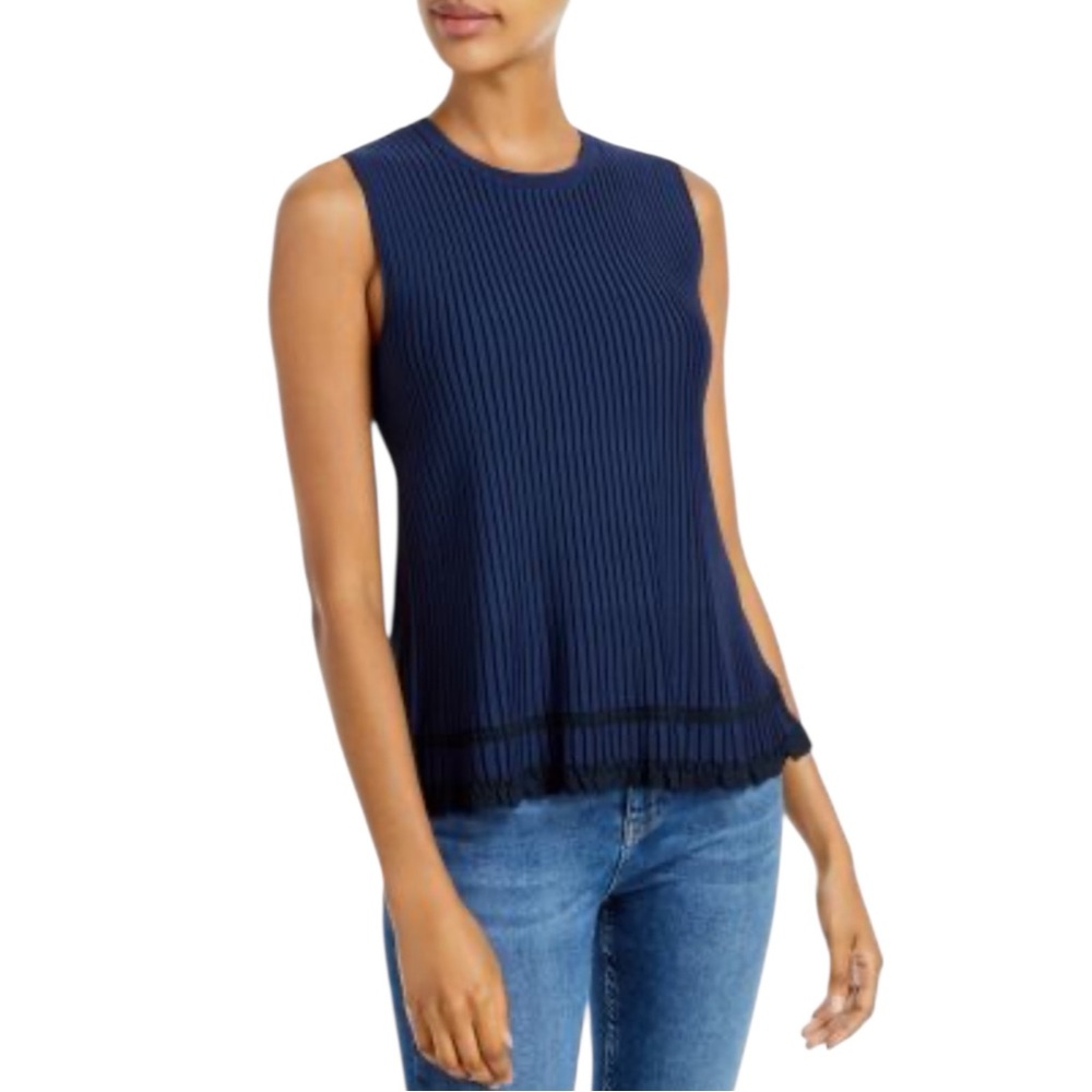 NWT Theory Women’s Ottoman Ribbed‎ Sleeveless Top Quiet Luxury Elegant Feminine